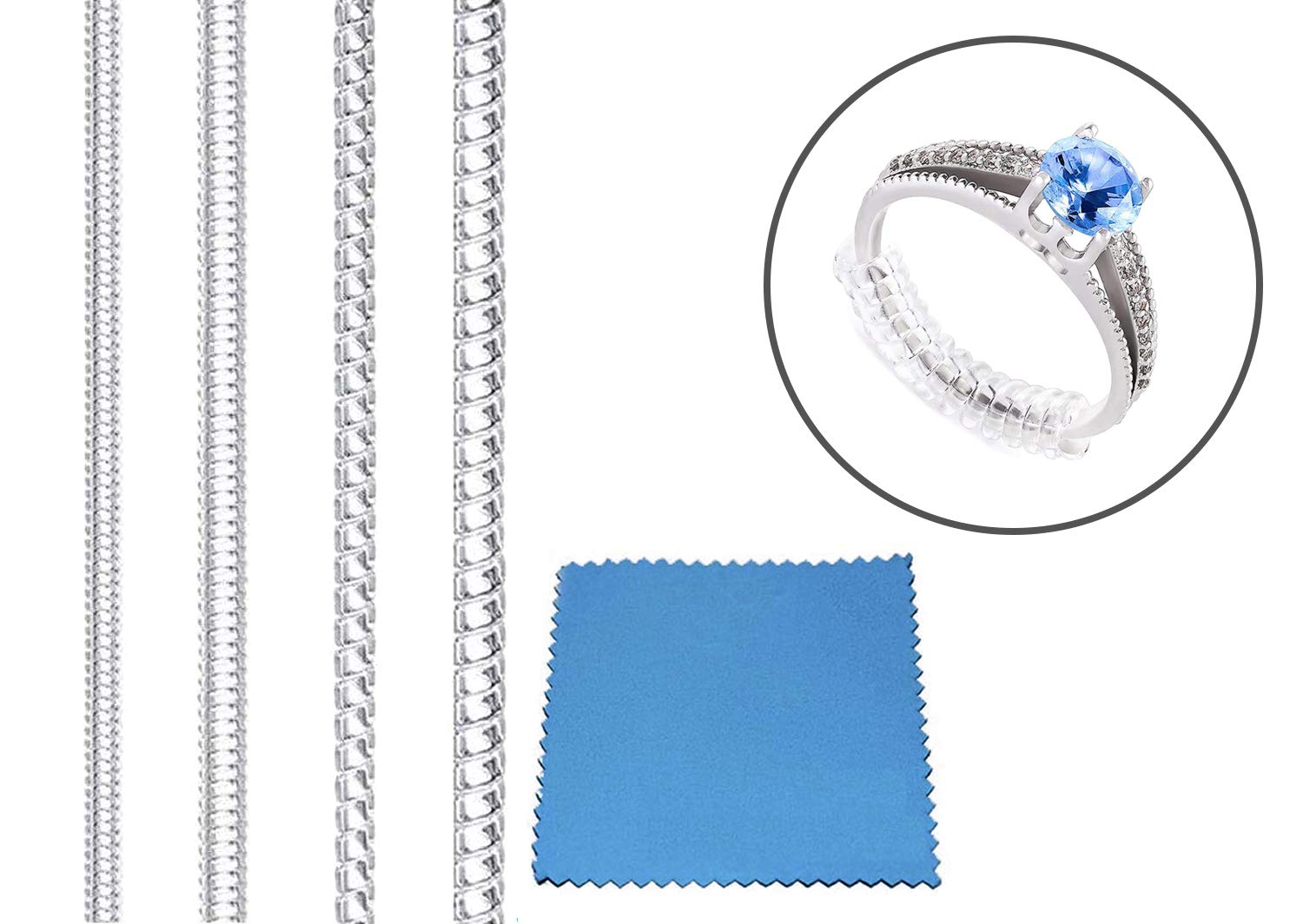 ELEPHANTBOAT 12pcs Invisible Ring Size Adjuster for Loose Rings Spiral Coil Ring Fitter Tightener Set (2mm/3mm/5mm Coil and 5mm Flat Coil) (Transparent) ELEPHANTBOAT 12pcs Invisible Ring Size Adjuster for Loose Rings Spiral Coil Ring Fitter Tightener Set (2mm/3mm/5mm Coil and 5mm Flat Coil) (Transparent)
